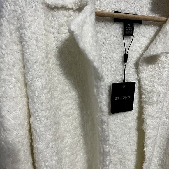 St. John Coat Light Weight Loop Knit  Notch Collar Beige Size XL New With Tags - Picture 6 of 11